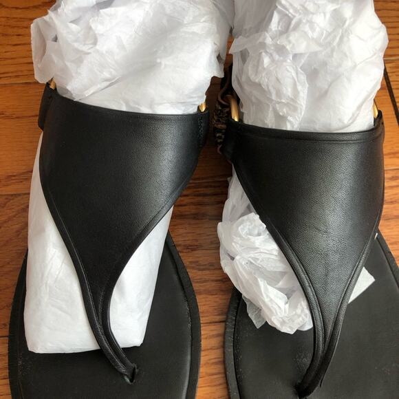 VINCE PHARIS Thong Leather Black Tan Sandals Women’s Size 7.5 - Picture 8 of 10